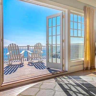 New Seabury home porch with beach view